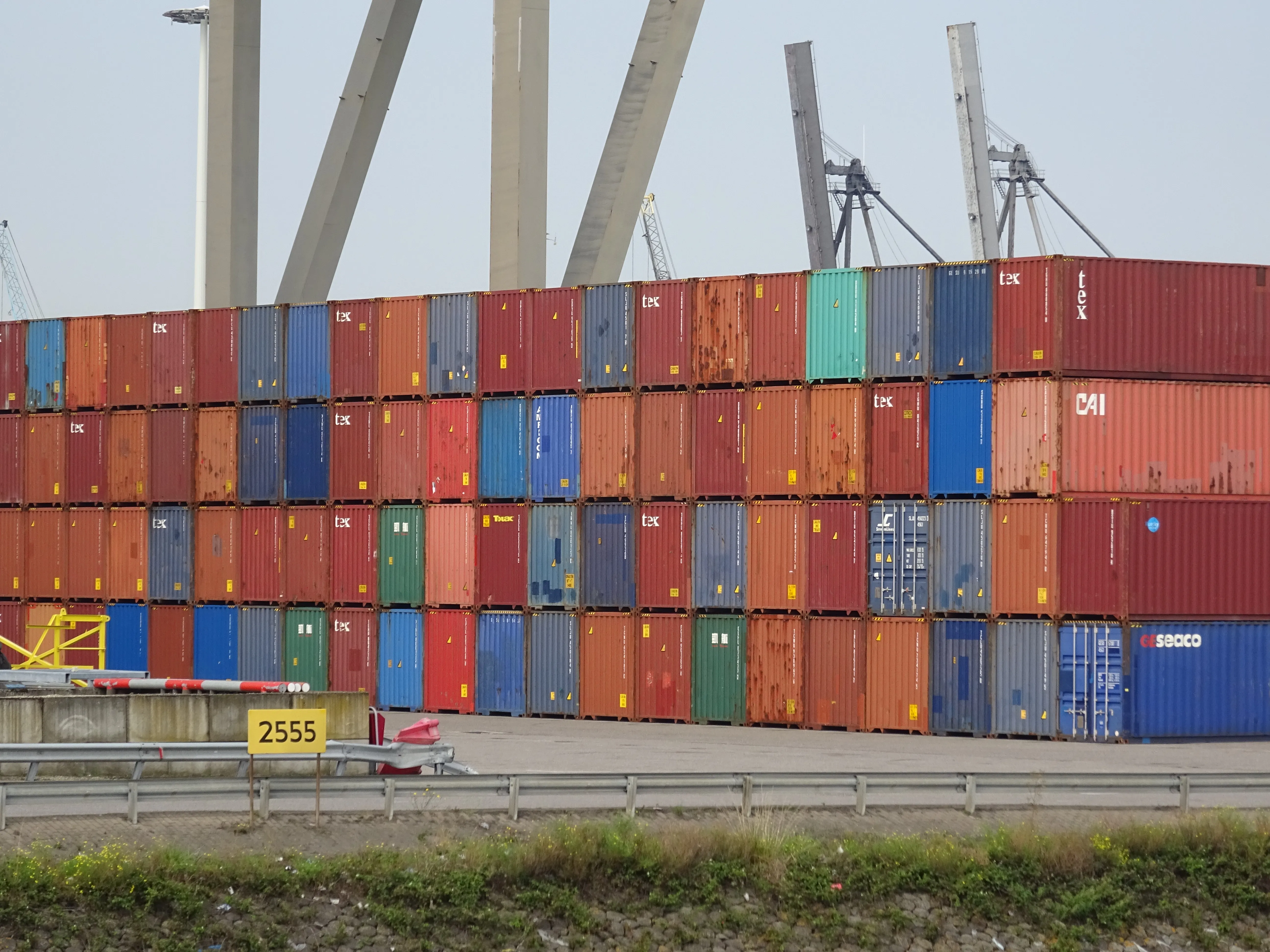 Shipping containers stacked at port