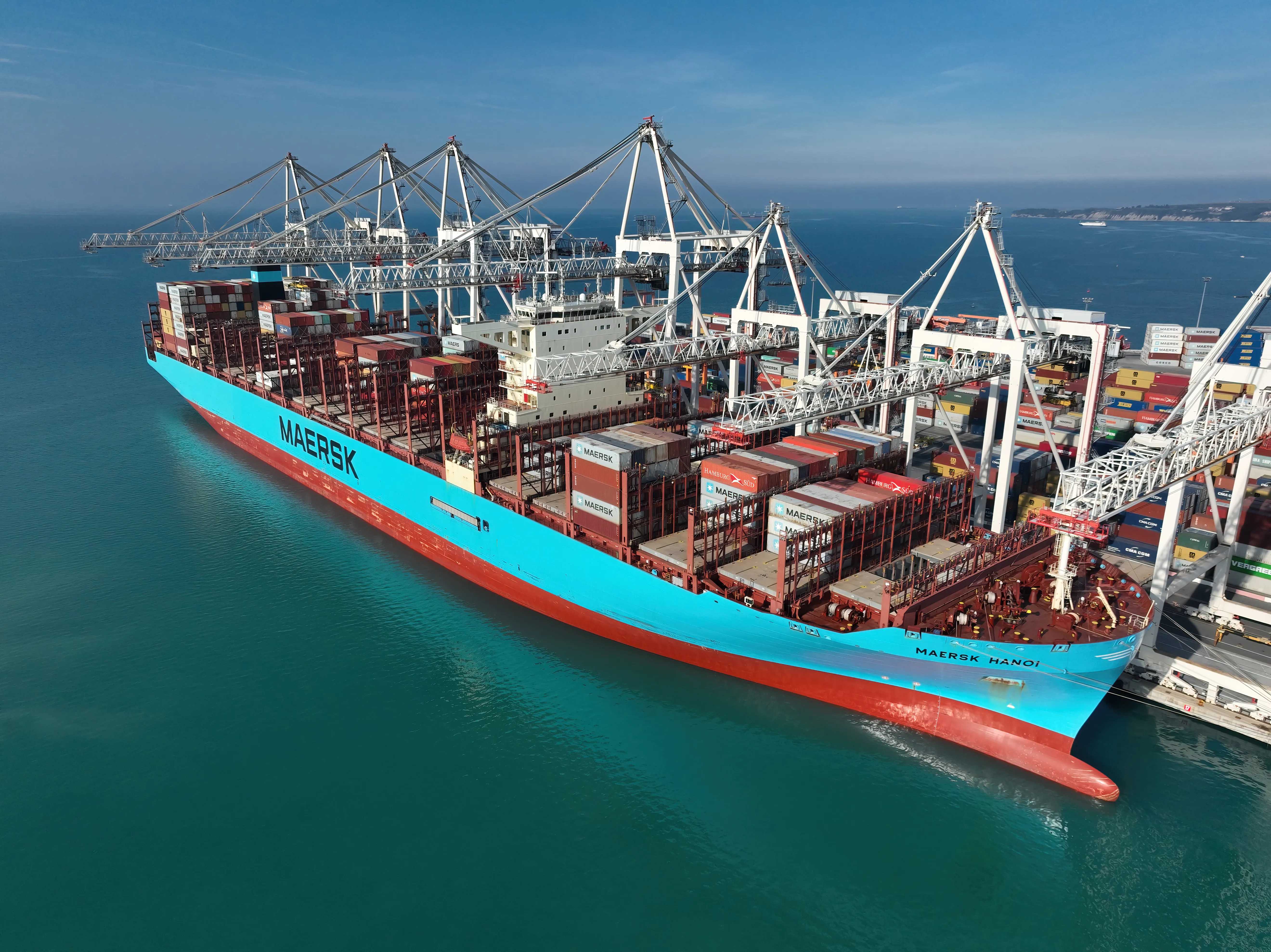 Container ship at port